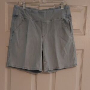 Belle by Kim Gravel flexibelle Knit Shorts Light Blue Denim Shorts.